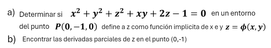 ejercicio resuelto de teorema de la funcion implicita varias variables