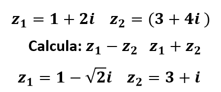 suma y resta de numeros complejos en forma binomica