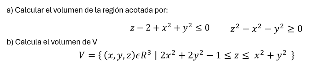 ejercicio resuelto de calcular el volumen entre un cono y un paraboloide